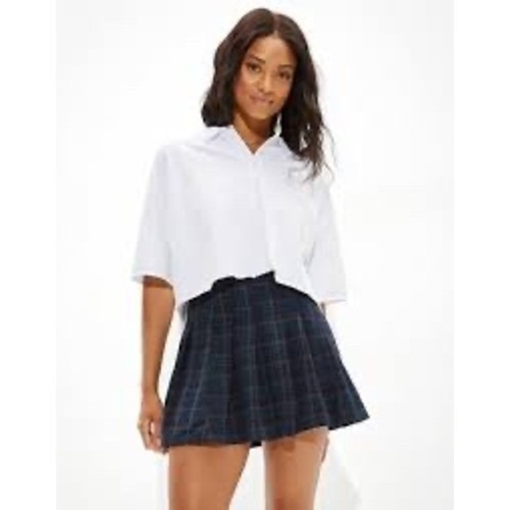AEO Plaid Pleated Mini Skirt Size 8 Preppy School Girl Style NWT tartan Highrise